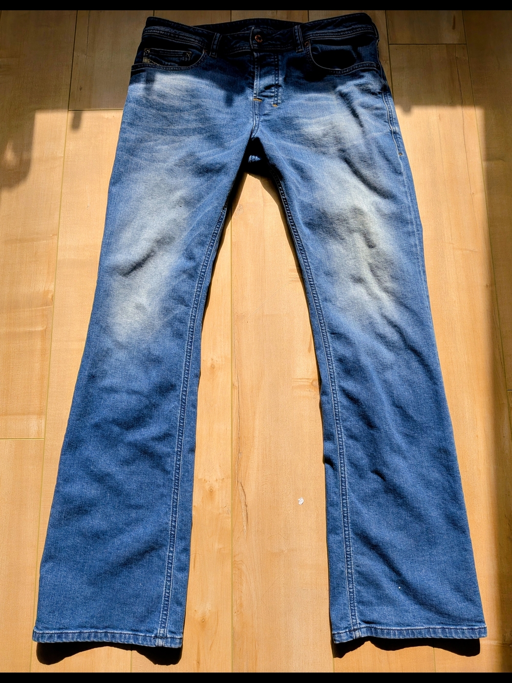 Vintage 00s Y2K Diesel Zatiny Bootcut Jeans - Light Blue Denim Men's Distressed - Picture 5 of 9